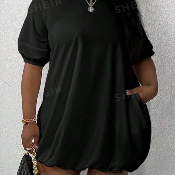 Women’s Round Neck Casual Puff Sleeve Loose Dress Plus SZ 20 - Picture 7 of 7